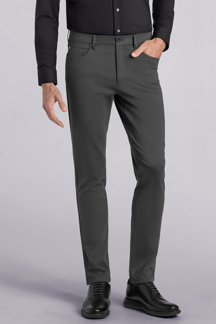 grey dress shirt black shoes Buttercloth Men's Kinetic In Dark Charcoal Pants - The World's Most Comfortable Pants - As Featured On ABC's Shark Tank - 34 Crafted for both comfort Discover 110 Fashion...dresses in Color:Cream Satin Open Back