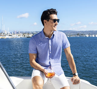 Buttercloth Mens Dress Shirts Short Sleeve Slim Fit Buttercloth Men's Intrepid In Dark Navy Shirt The Buttercloth Mens Dress Shirts Short Sleeve Slim Fit Buttercloth Men's Intrepid In Dark Navy Shirt The