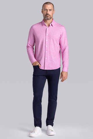 fuchsia pink dress shirt BXINGOHAI Men's Dress Shirts Stretch Stain Long Sleeve Solid Casual Shirt Business Party Button Down Shirts Hot Pink 5XL