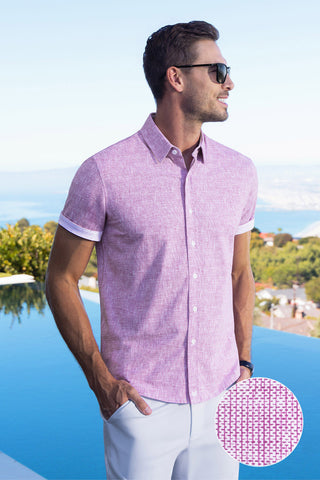Buttercloth Men's Horizon in Magenta Shirt - The World's Most Comfortable Dress Shirts - Cooling Icy Cotton Mint Fiber Fabric