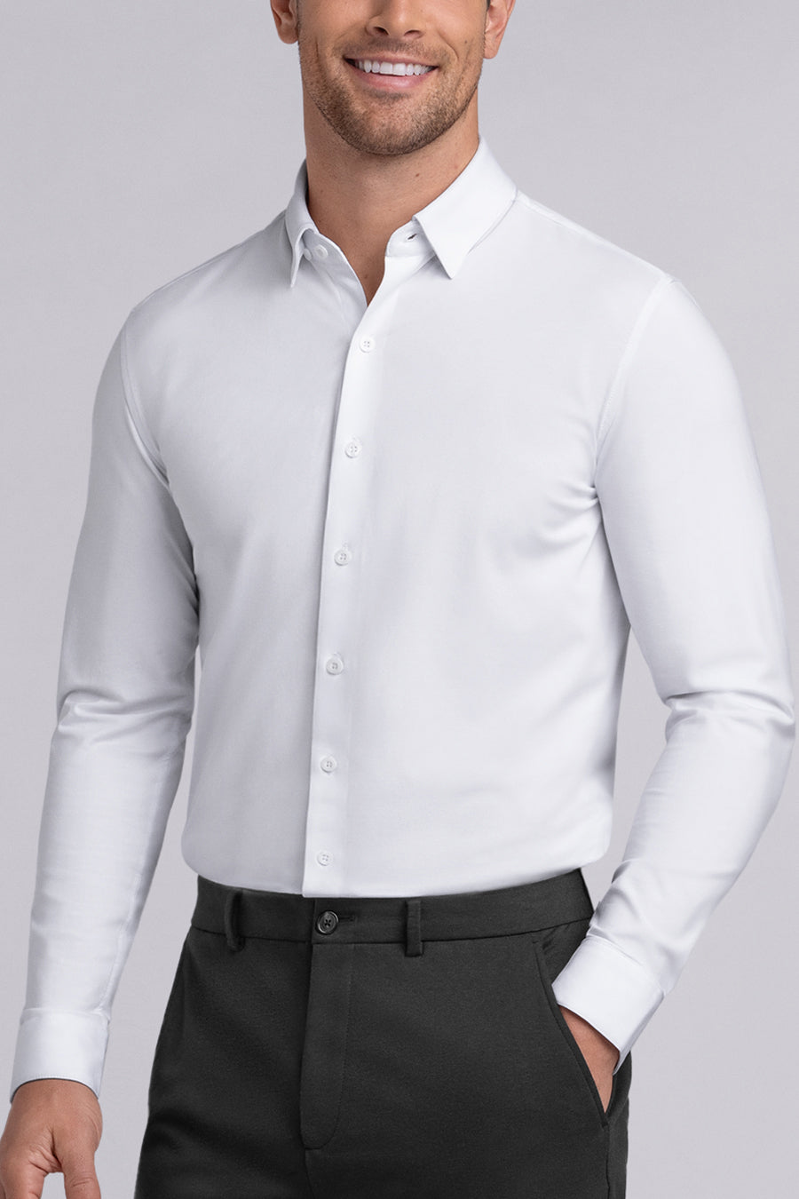 Buttercloth Men's Tenacity In Icy Cotton White Shirt - The World's Most Comfortable Dress Shirts - Cooling Icy Cotton Mint Fiber Fabric