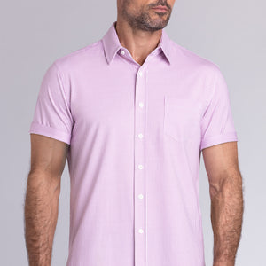 Model wear Intricacy White Plum shot sleeve collar stripped shirt, styled with black shorts.