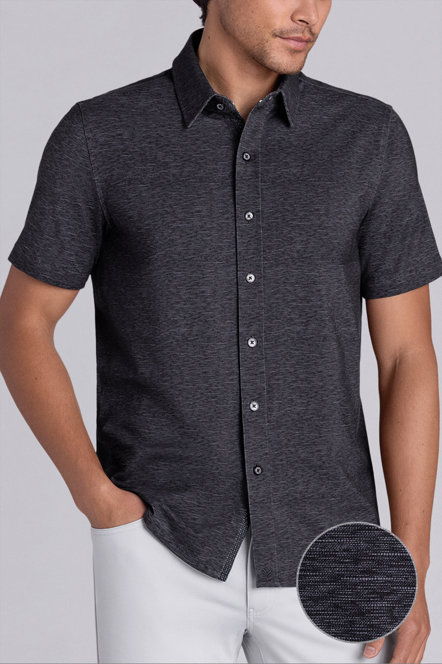 Buttercloth Men's Magnetic In Black Shirt - The World's Most Comfortable Dress Shirts - Cooling Icy Cotton Mint Fiber Fabric Buttercloth Men's Magnetic In Black Shirt - The World's Most Comfortable Dress Shirts - Cooling Icy Cotton Mint Fiber Fabric