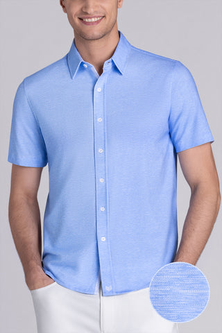 Buttercloth Men's Magnetic In Blue Shirt - The World's Most Comfortable Dress Shirts - Cooling Icy Cotton Mint Fiber Fabric Buttercloth Men's Magnetic In Blue Shirt - The World's Most Comfortable Dress Shirts - Cooling Icy Cotton Mint Fiber Fabric